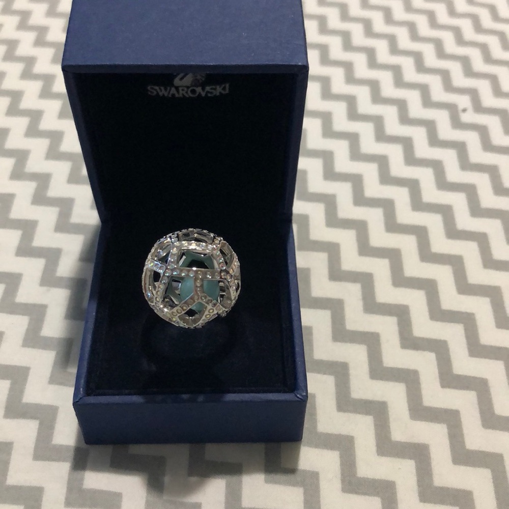 Swarovski silver and turquoise ring